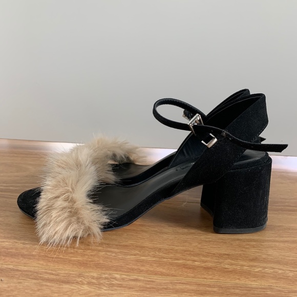 Zara Faux Fur Black Heels // 37 - Picture 3 of 6